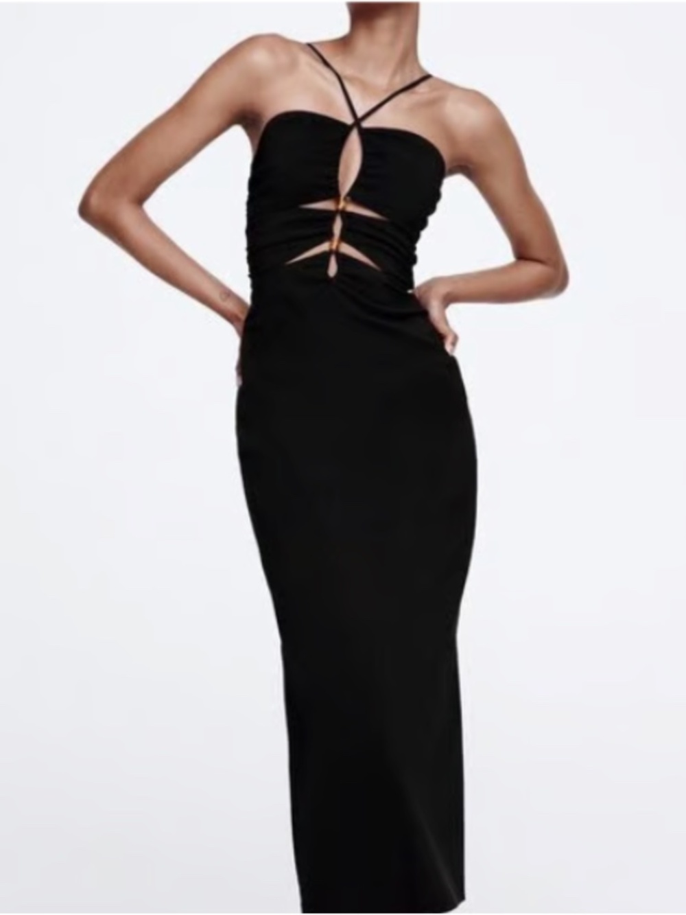 Zara Black viral Midi Dress